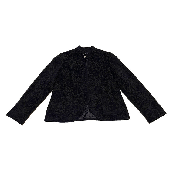 Coldwater Creek Blazer Womens Medium 10-12 Open Front Navy Patterned Sport Coat - Picture 1 of 14
